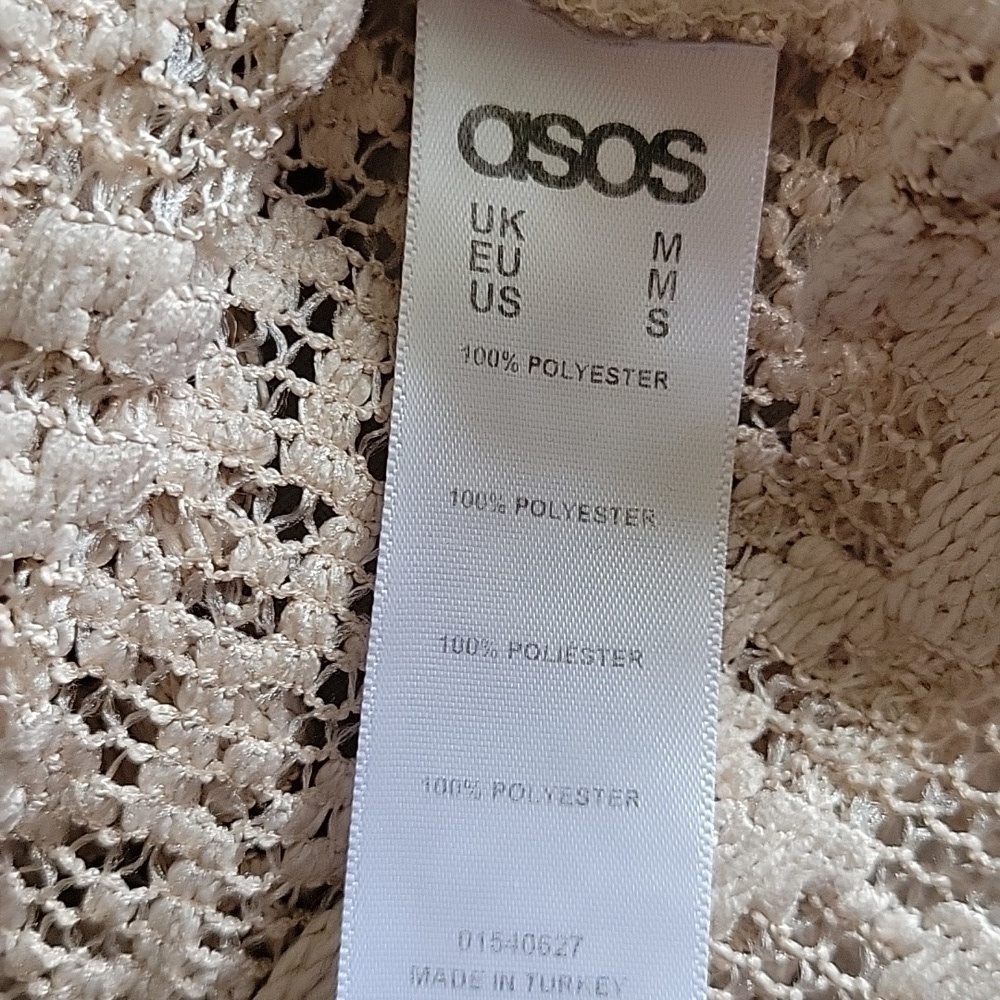ASOS Oversized Lace Neutral Beige Boxy Fit T-Shirt Size S/M - Picture 9 of 9